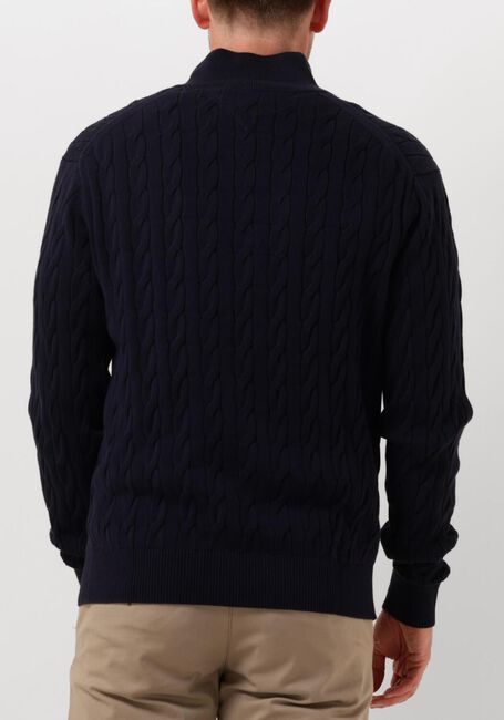 Donkerblauwe TOMMY HILFIGER Trui CLASSIC COTTON CABLE BTTN MOCK - large