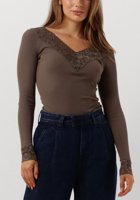 Taupe ROSEMUNDE Top BERNADINE ORGANIC T-SHIRT LACE - large