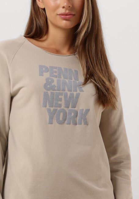 Beige PENN & INK Trui 513 SWEATER PRINT - large