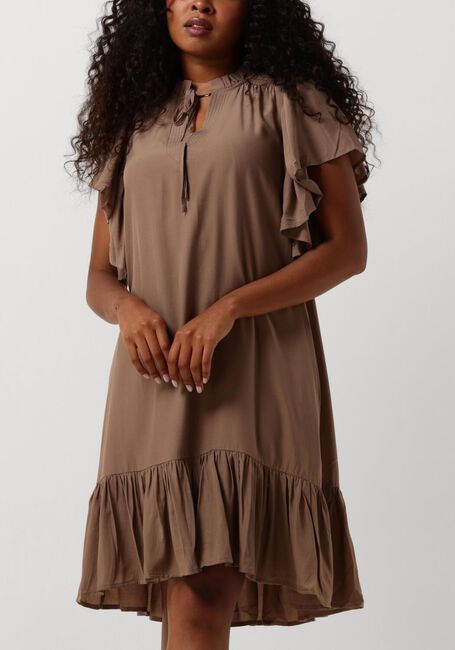 Taupe CO'COUTURE Mini jurk TORA FRILL DRESS - large