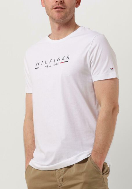 Witte TOMMY HILFIGER T-shirt HILFIGER NEW YORK TEE - large