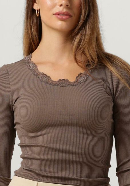 Taupe ROSEMUNDE Top BABETTE SILK T-SHIRT LACE - large