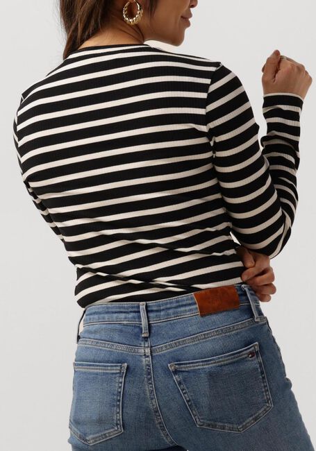 Zwarte TOMMY HILFIGER Longsleeves SLIM 5X2 RIB STRIPE C-NK LS - large