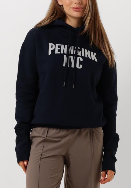 Blauwe PENN & INK Trui 110 HOODIE PRINT - large