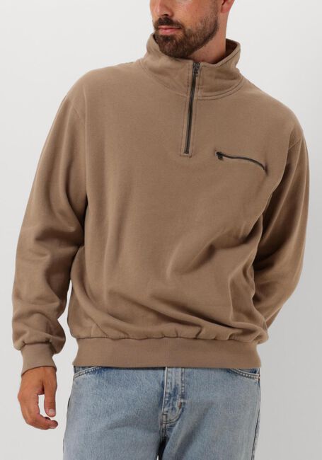 Taupe FORÉT Sweater LOG HALF ZIP SWEATSHIRT - large